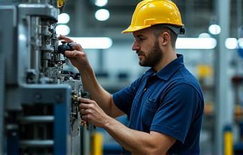 Technician working on machinery