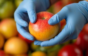 Person inspecting fruit quality